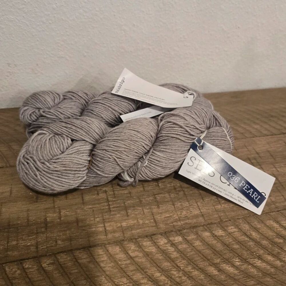 Malabrigo Seis Cabos Yarn 036 Pearl 100% Merino Wool Light Worsted 220 Yards